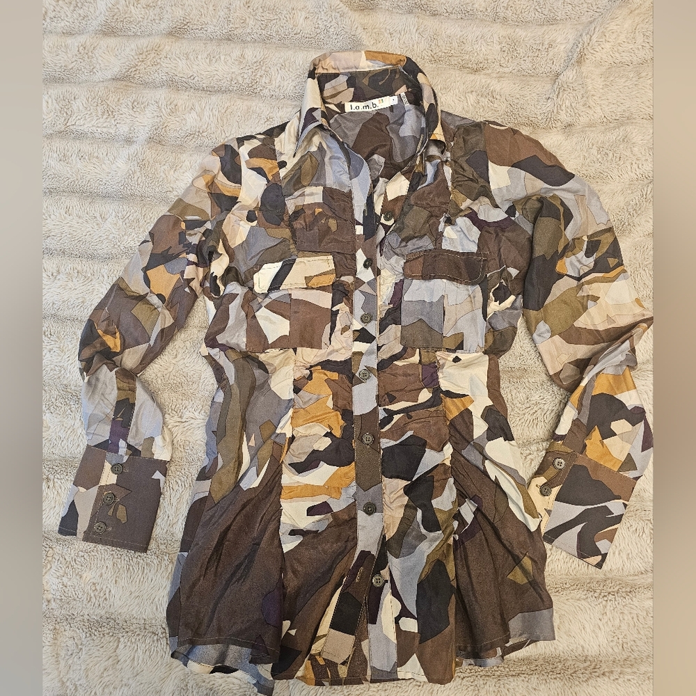 L.a.m.b Silk RARE Camouflage Button-Up Shirt